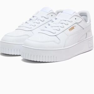 PUMA White Sneakers with Gold Logo